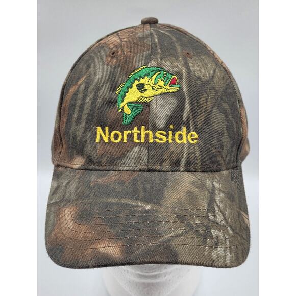 Adult Camouflage Bass Fish Northside Baseball Cap Hat Adjustable Realtree Timber - Picture 1 of 8